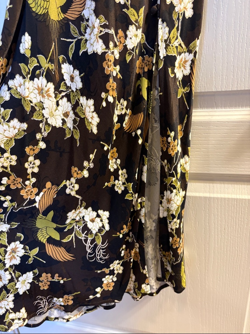 Dark Brown Floral Maxi Slip Dress with Spaghetti Straps - Picture 12 of 13